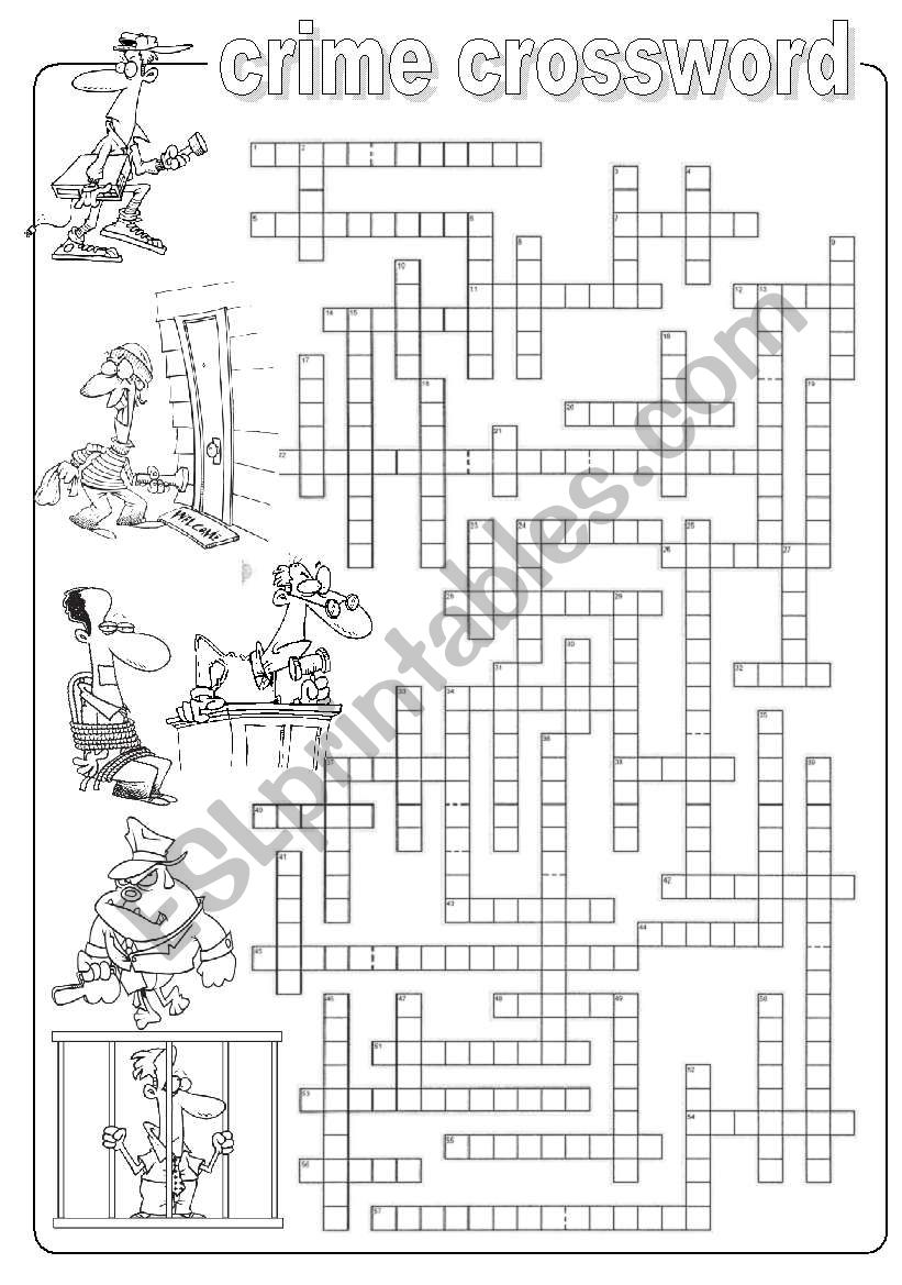 Crime crossword worksheet