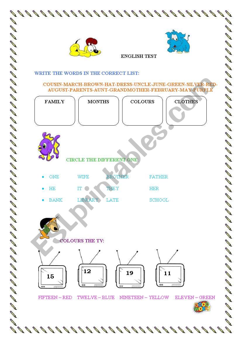 ENGLISH TEST worksheet