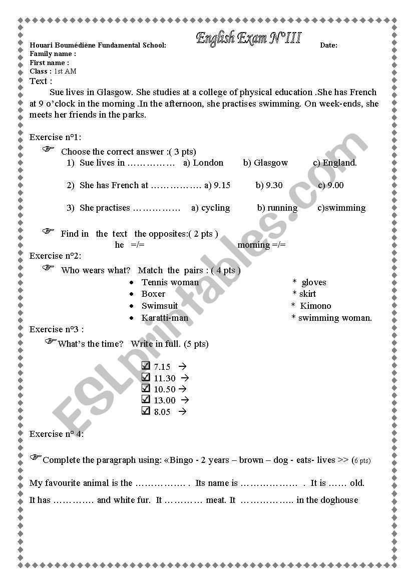 Test worksheet