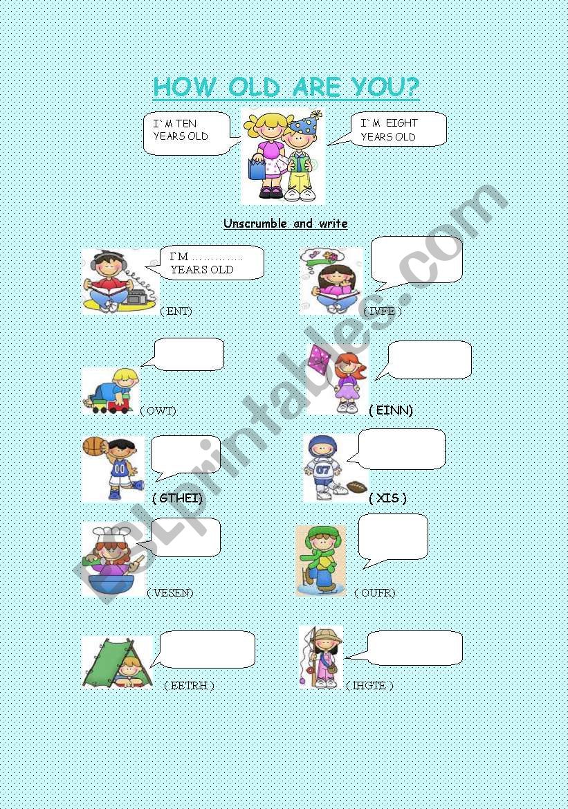 HOW OLD ARE YOU? worksheet