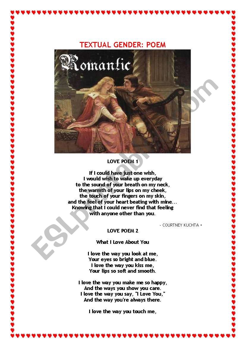 TEXTUAL GENDER:POEM worksheet