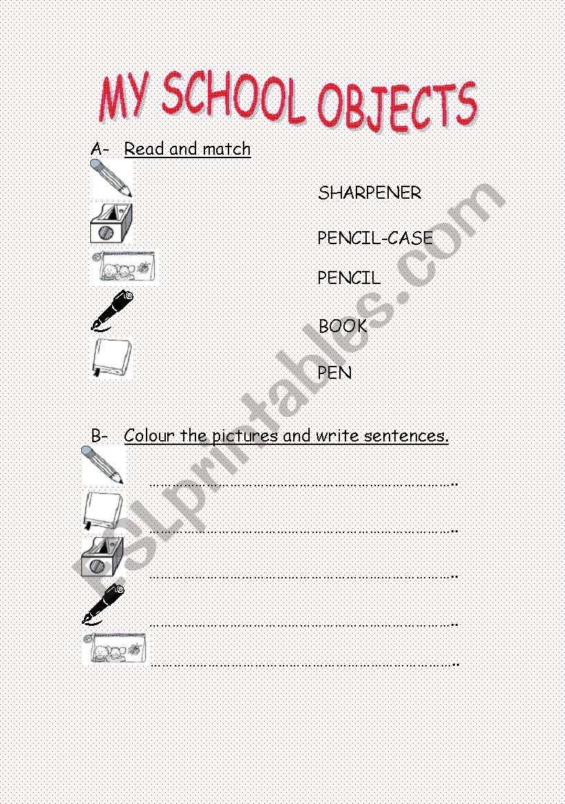 My School Objects worksheet
