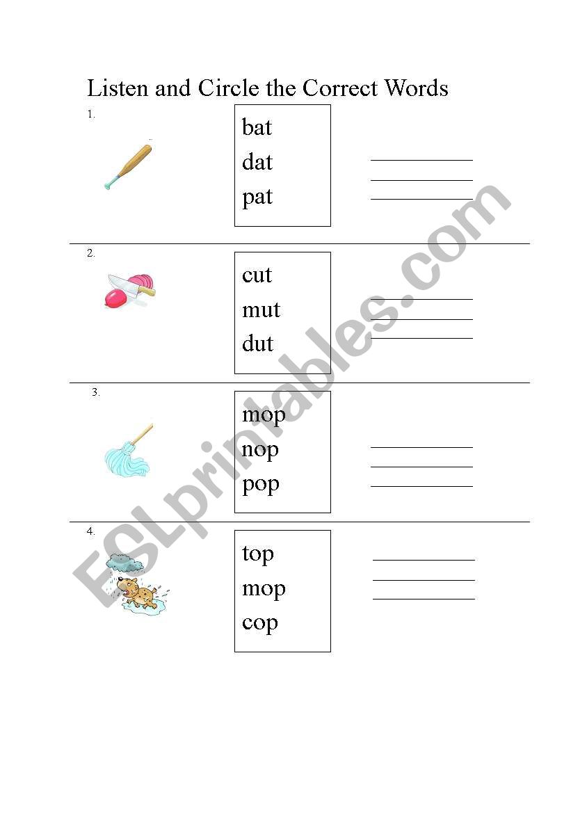 listen, circle and write worksheet