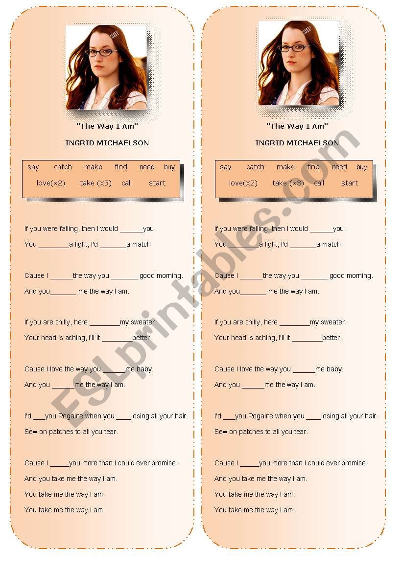 the way I am_song activity worksheet