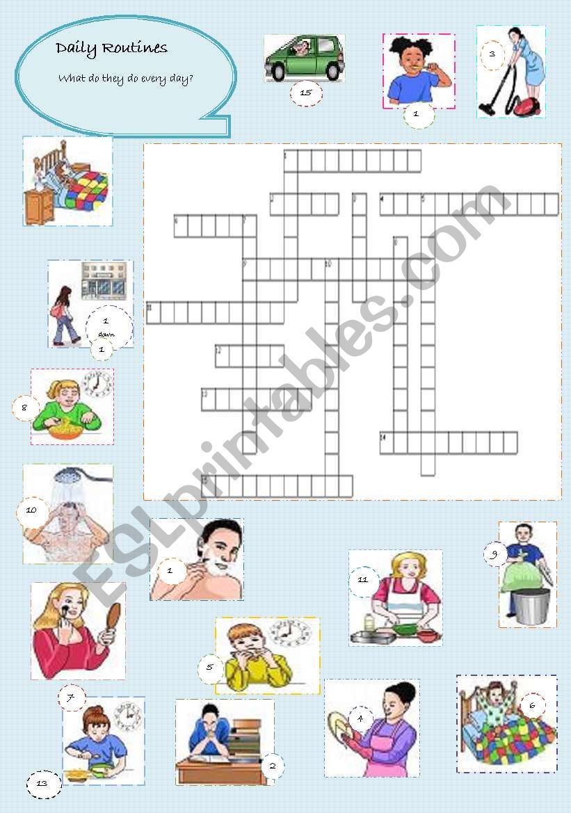 Daily Routines Crossword worksheet