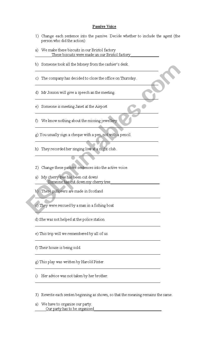 Passive Voice worksheet