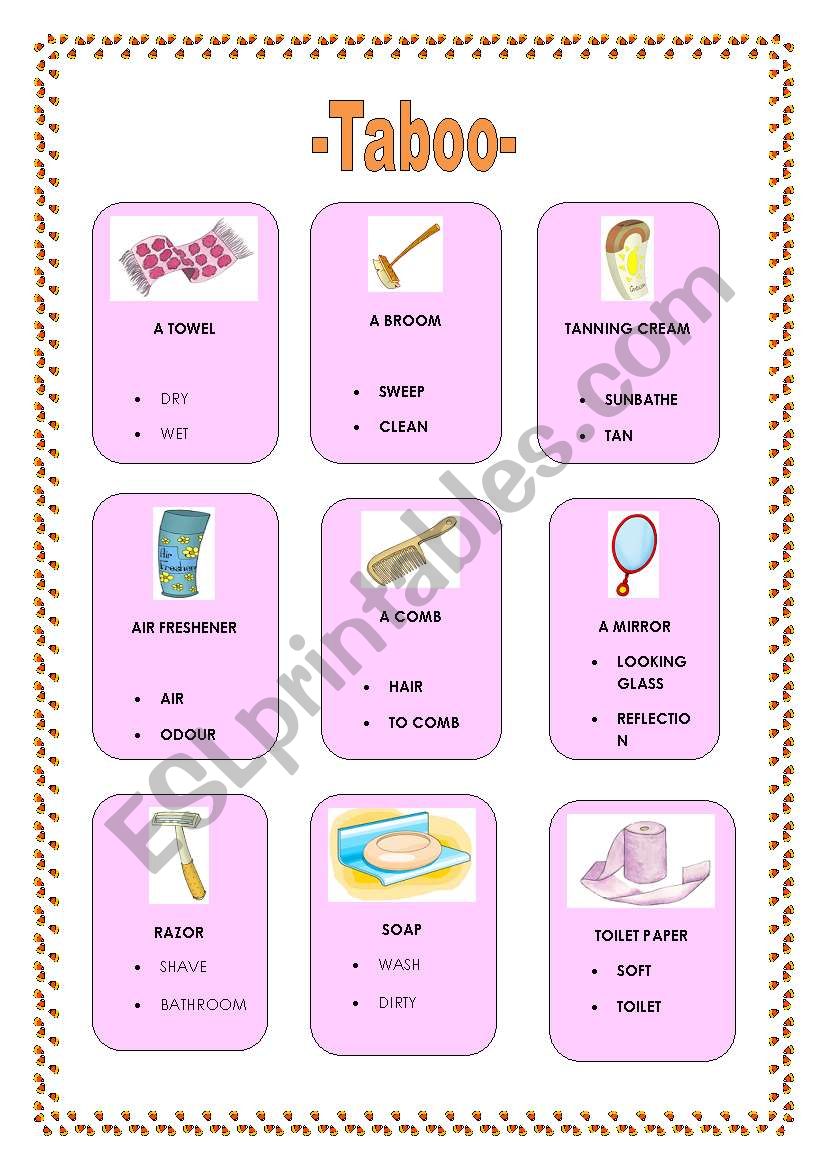 2 pages Taboo cards  worksheet