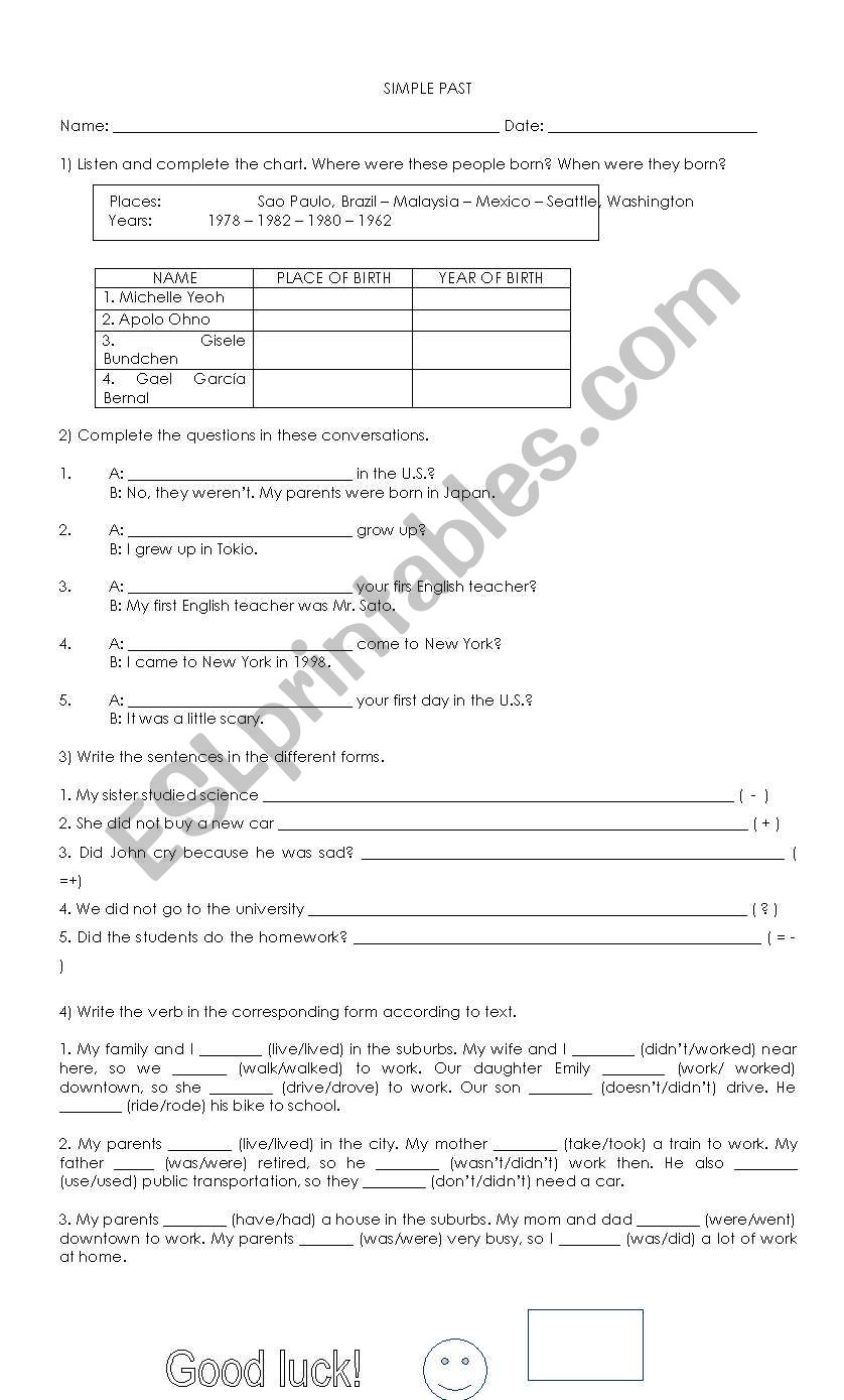 Simple Past worksheet