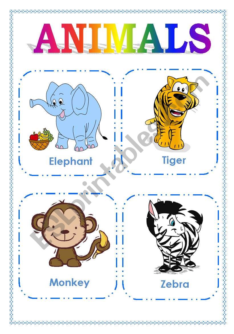 ANIMALS FLASHCARDS (PART ONE) worksheet