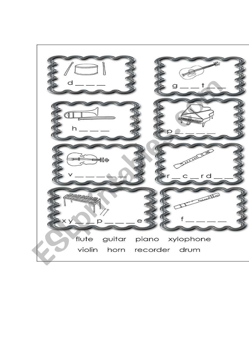 Fill in the music blanks worksheet