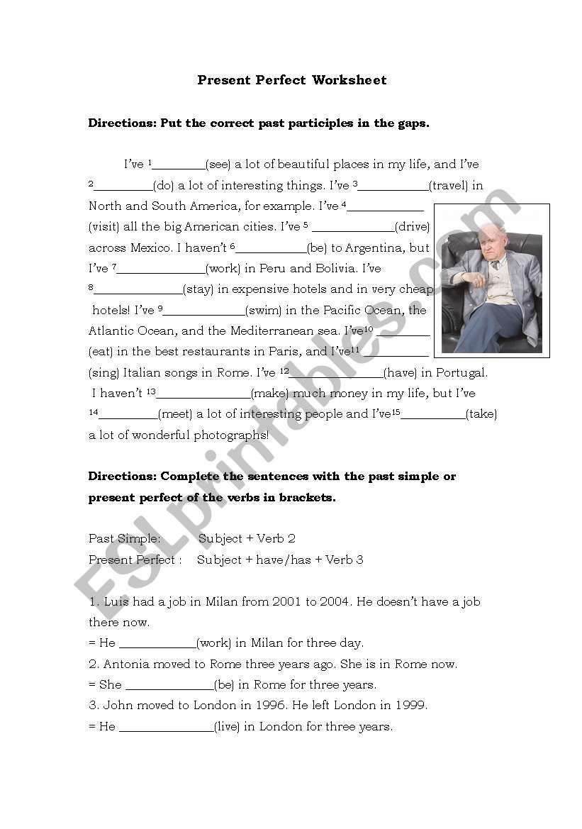 present perfect worksheet