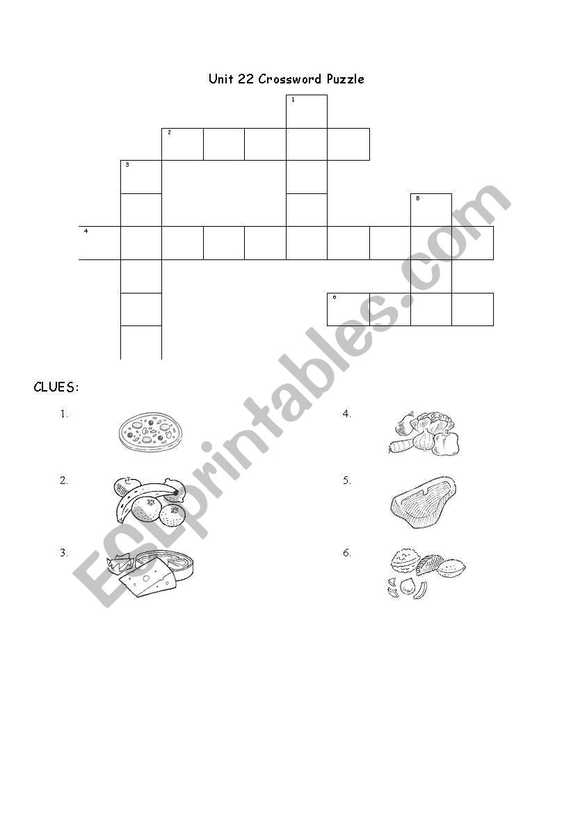 Food Crossword Puzzle worksheet