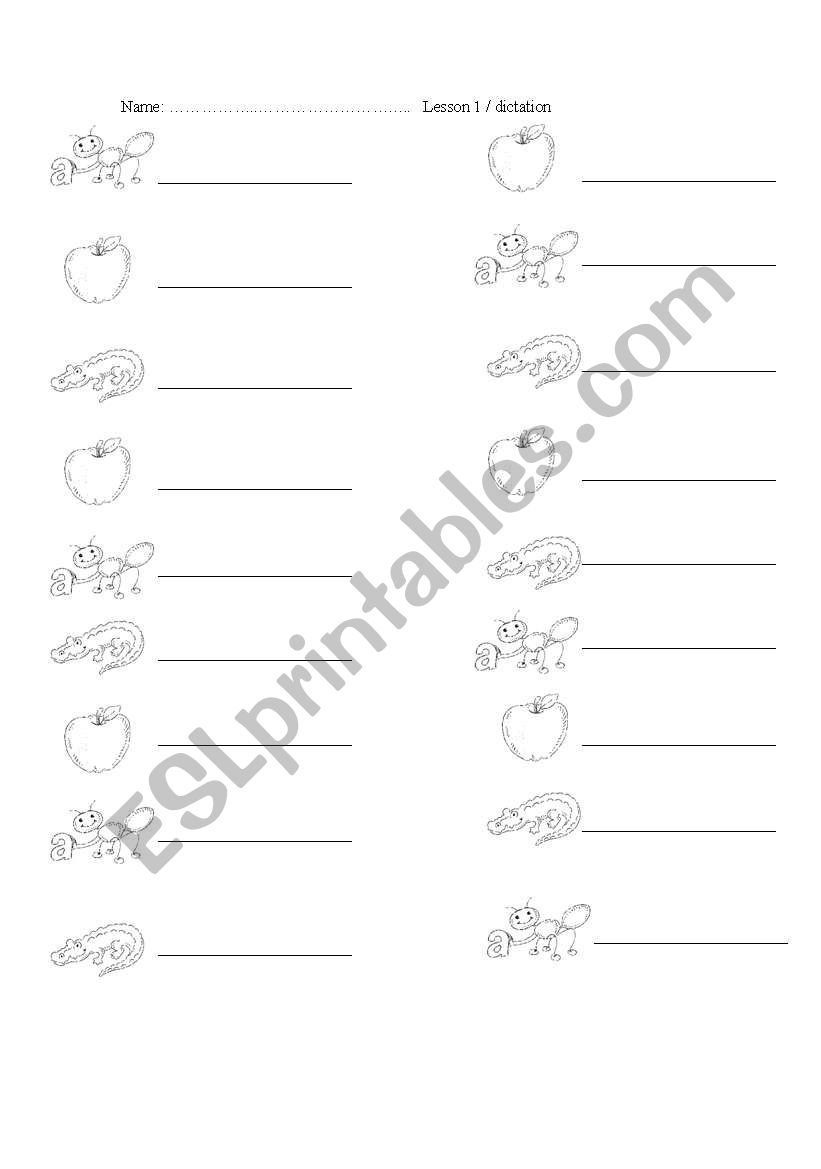 dictation - lets go starters worksheet