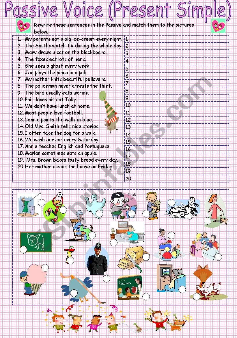 Passive voice Present Simple worksheet