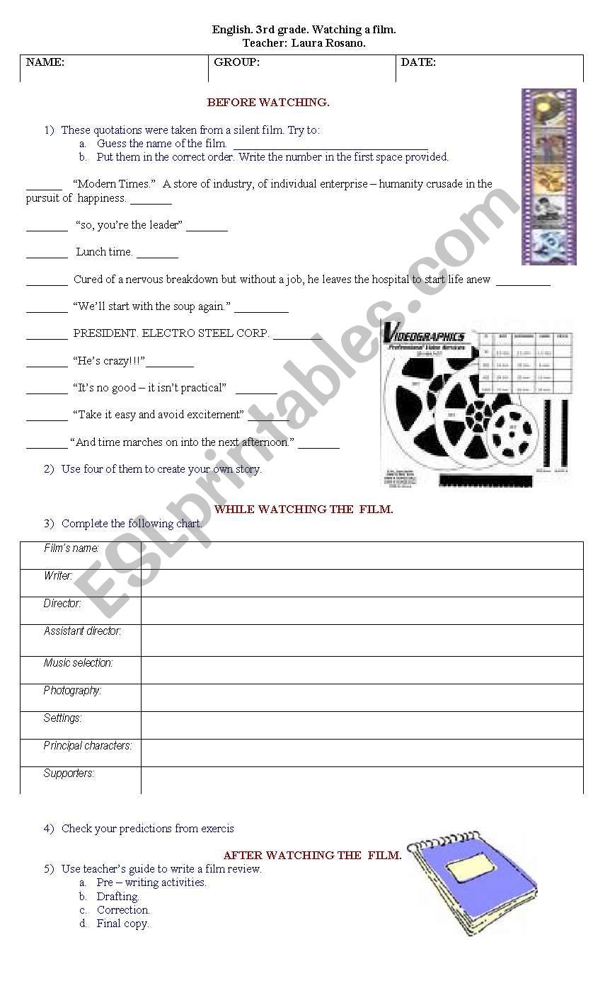 modern time - Charles Chaplin worksheet