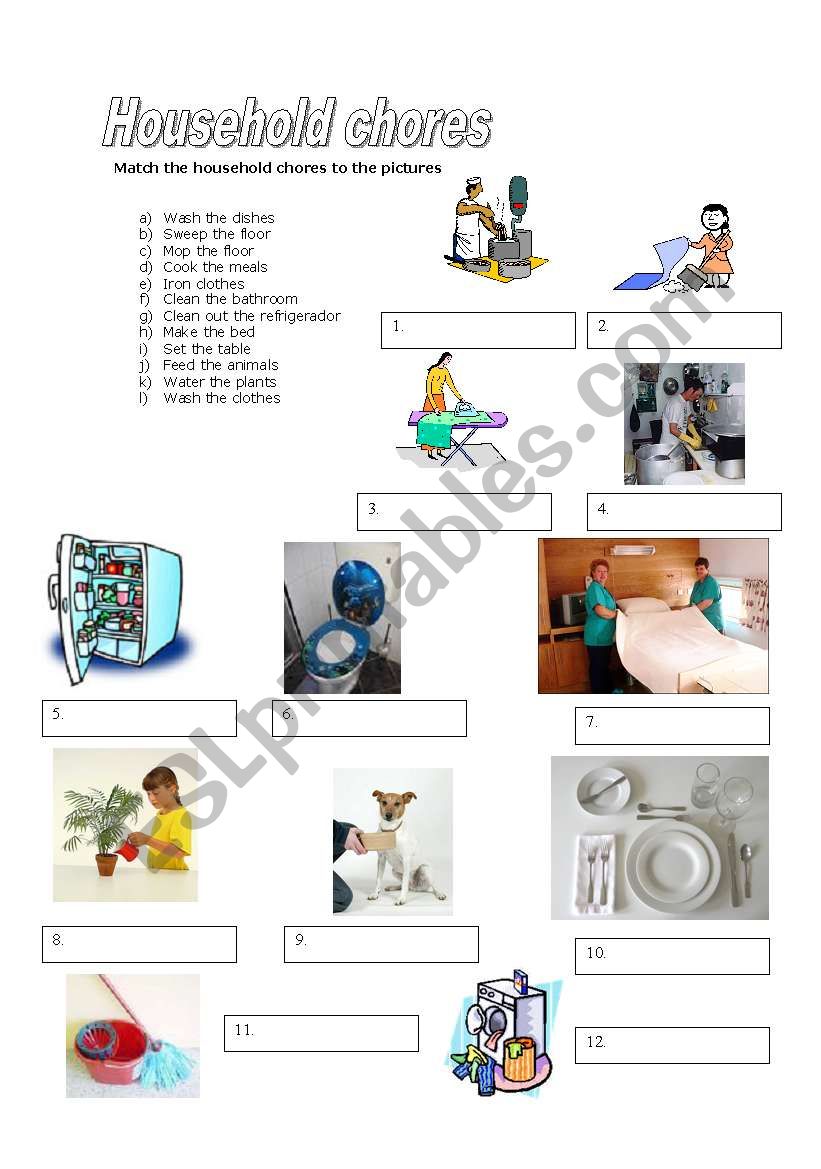 household chores worksheet