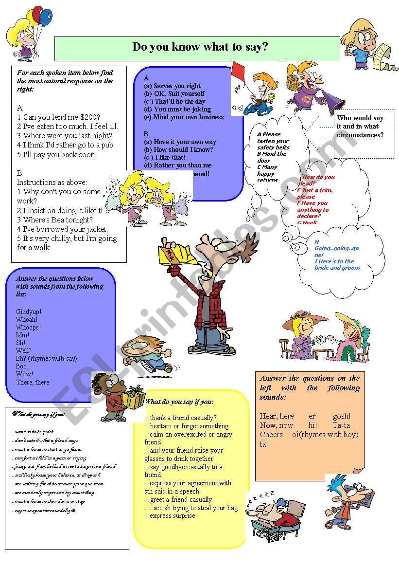 Printable Worksheets For Spoken English