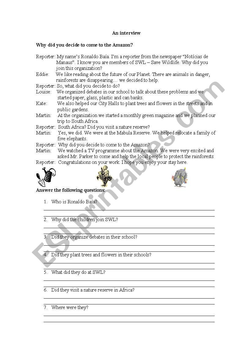 Past Simple - Our Planet worksheet