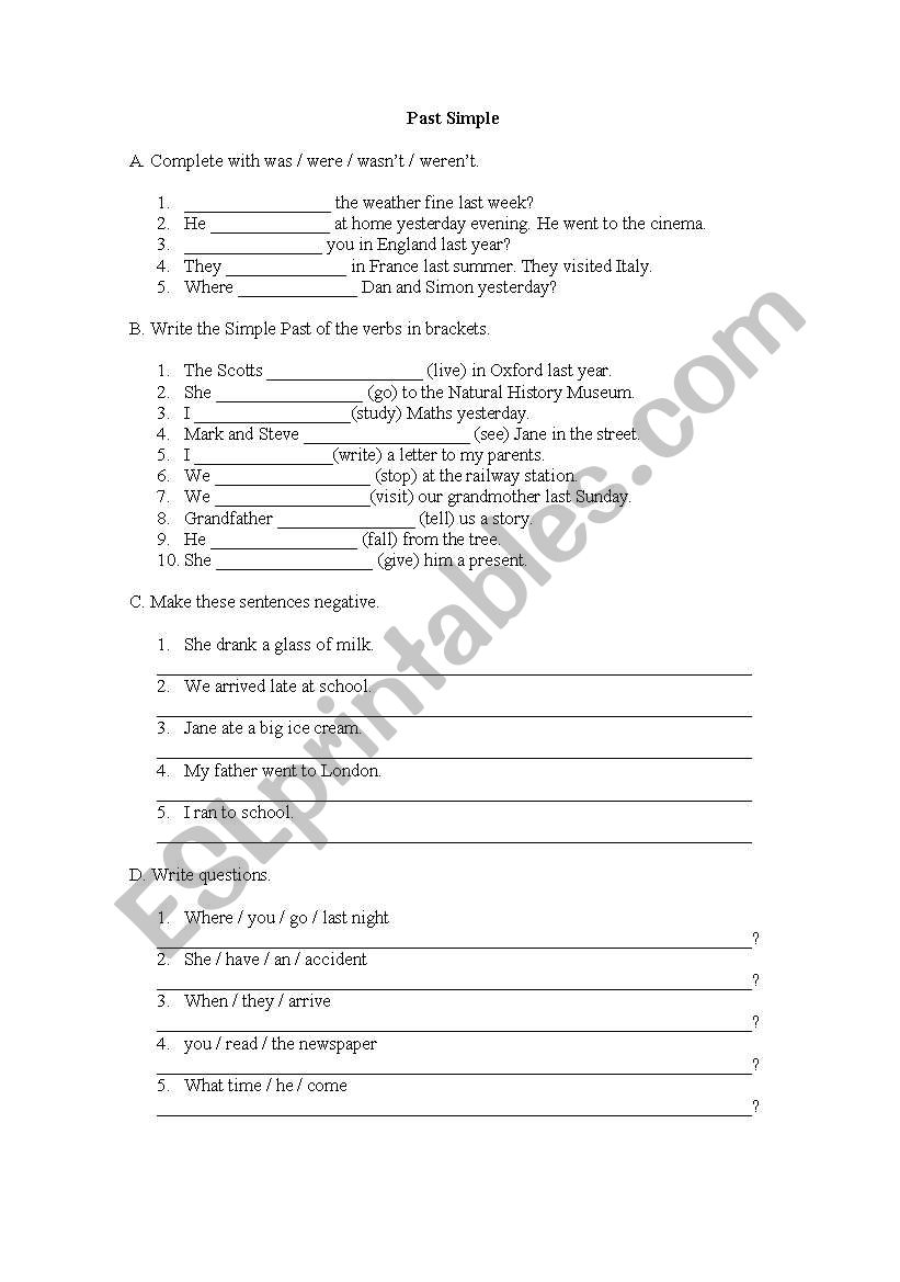 Past Simple worksheet