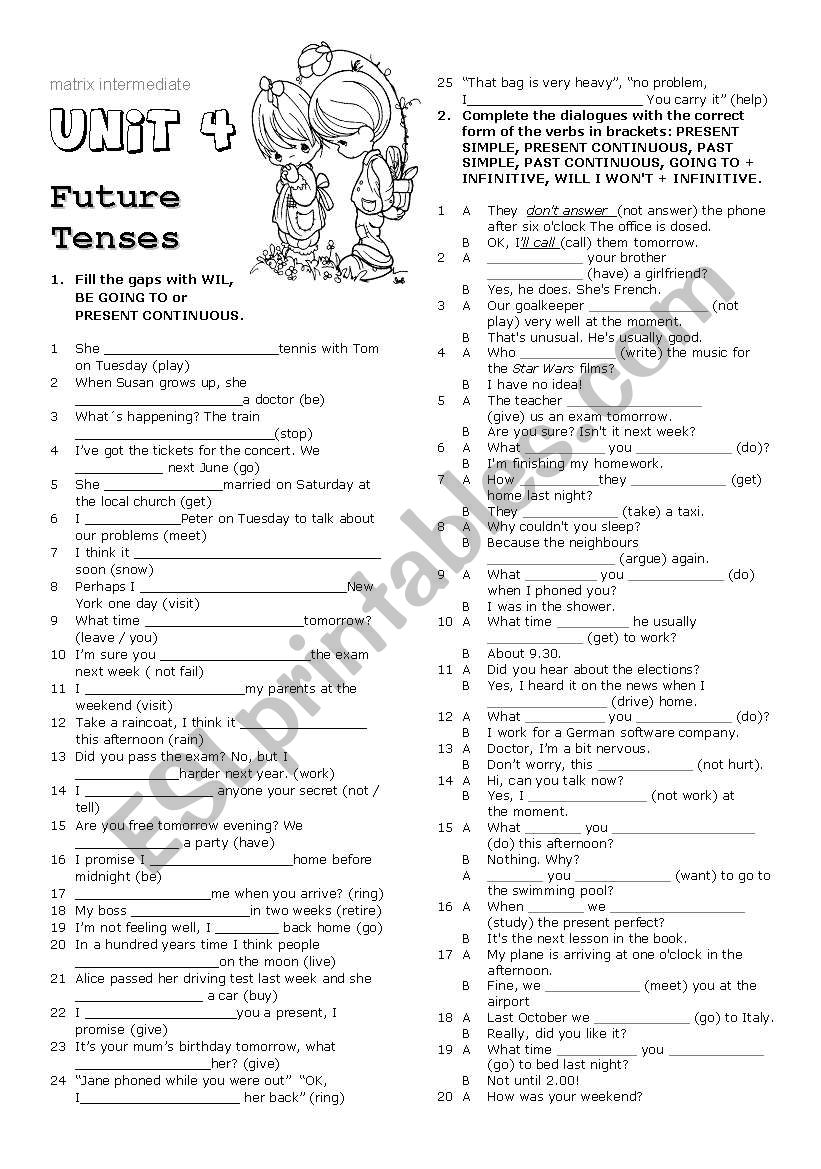 Future Forms & Key worksheet