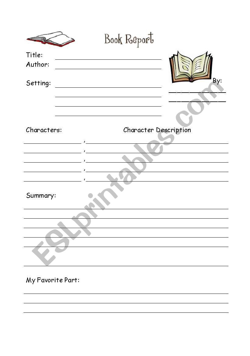 Book Report worksheet