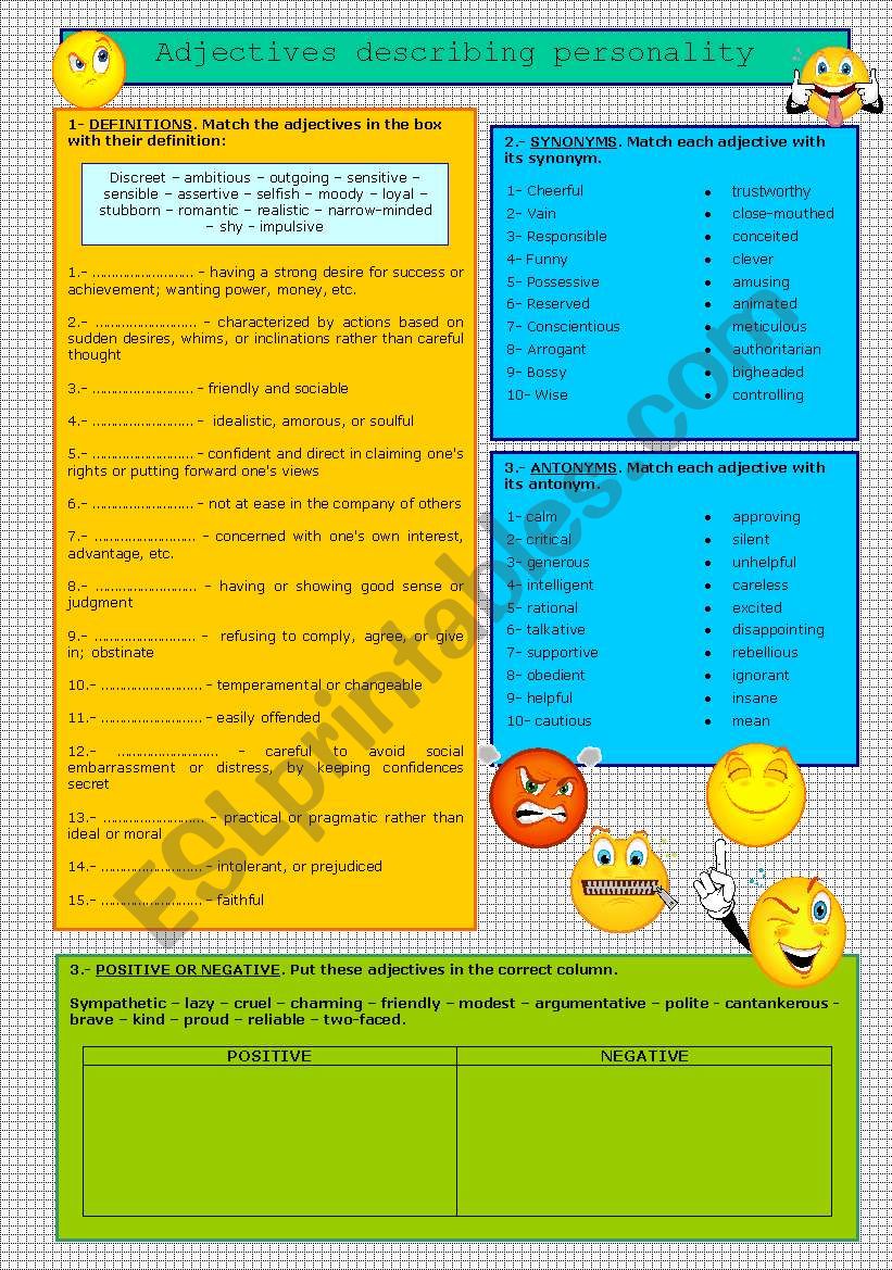 adjectives describing personality