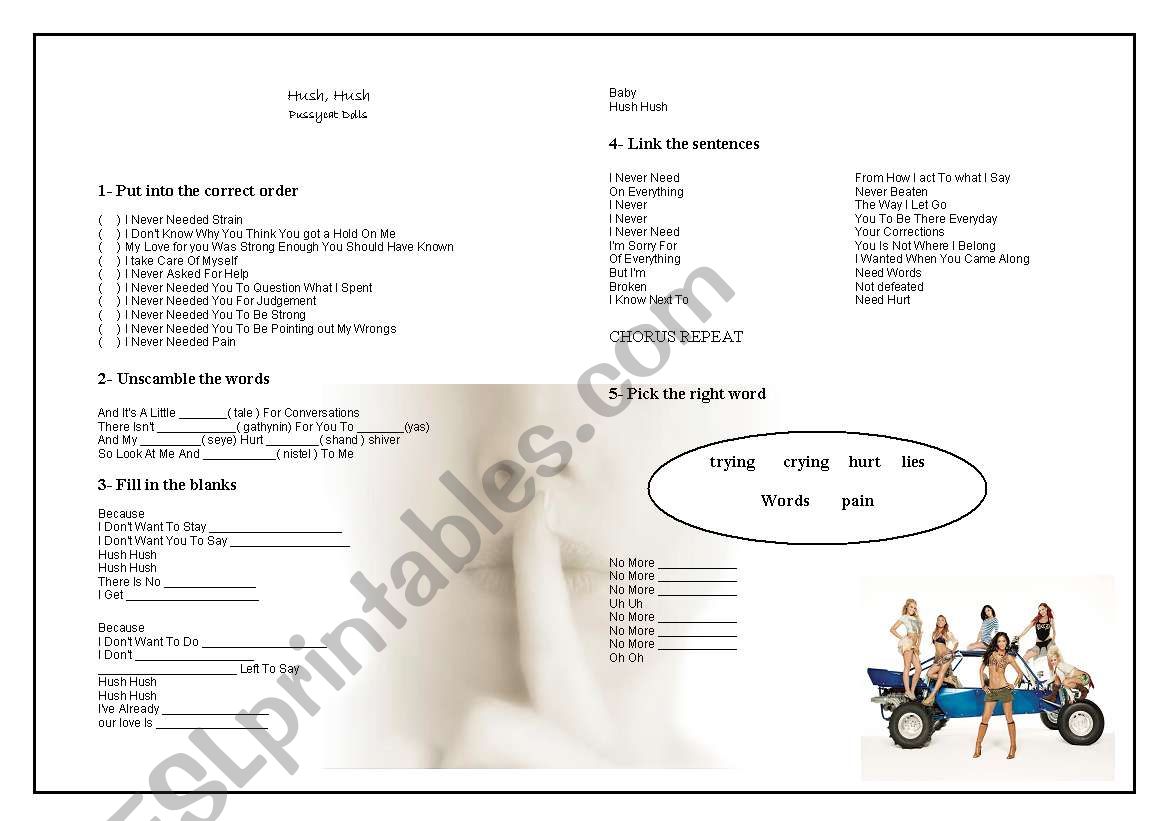 HUSH HUSH - PUSSYCAT DOLLS worksheet