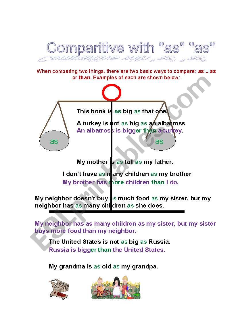 Comparisons worksheet