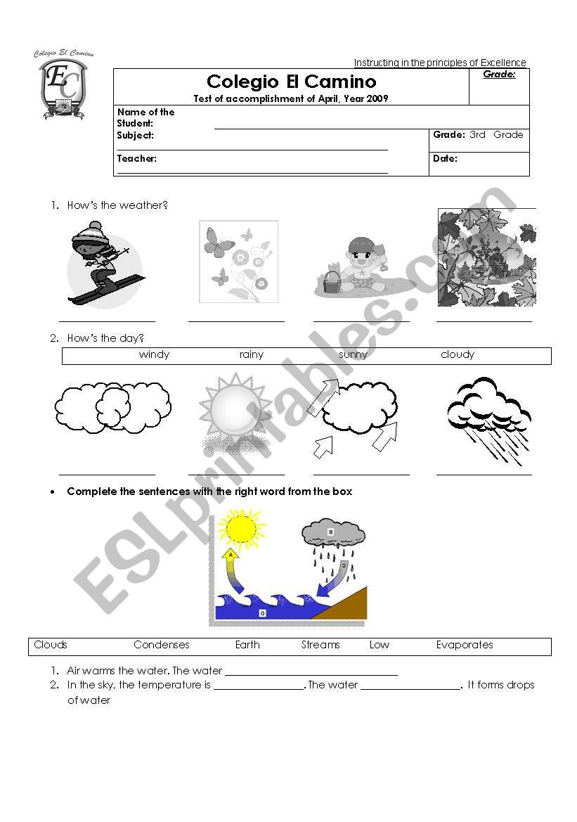 Weather worksheet