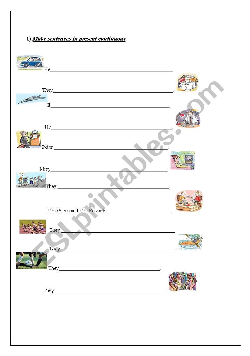 Present Continuous 1 worksheet