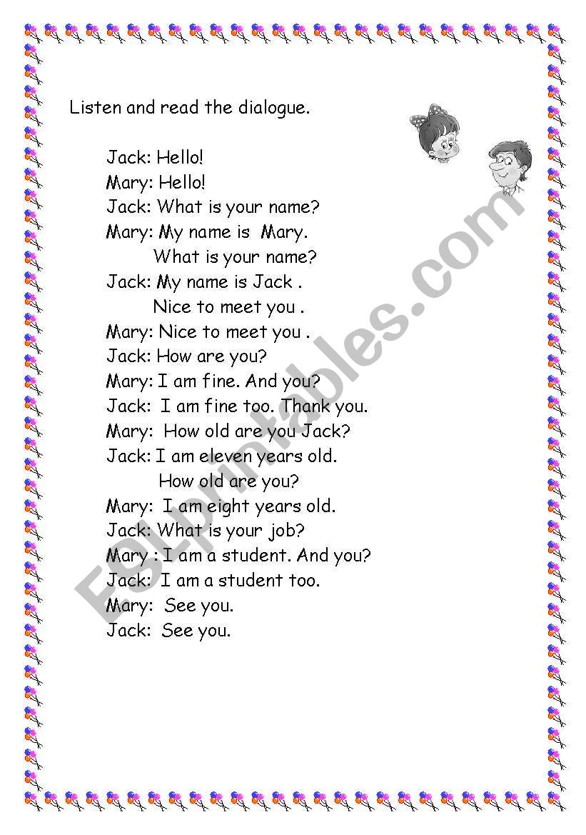 listen and read: a dialogue for young learners