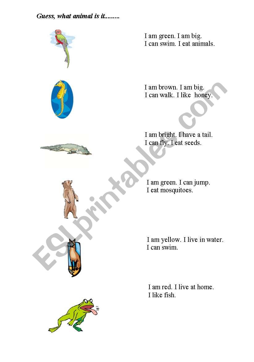 guess the animal worksheet