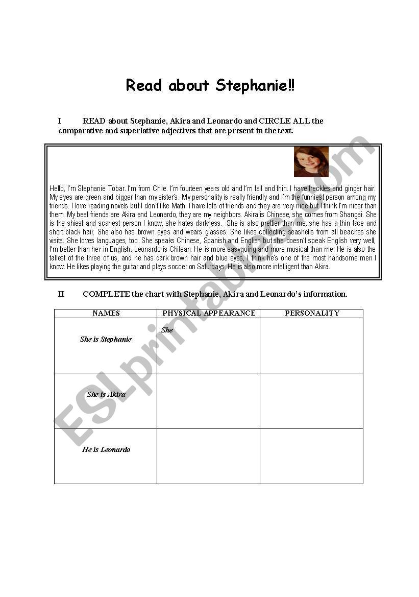 Personal profile worksheet