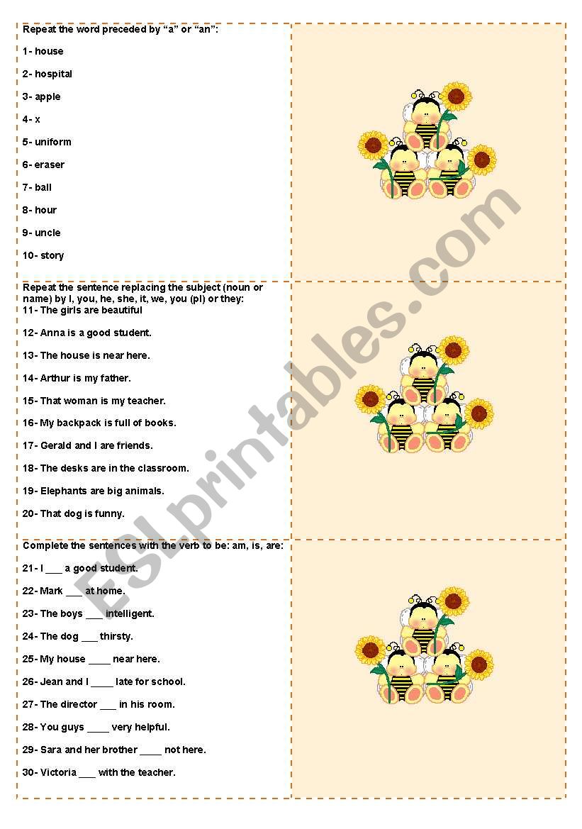 Bee cards - elementary (to be used with the Bee board game) - review with 100 questions - fully editable