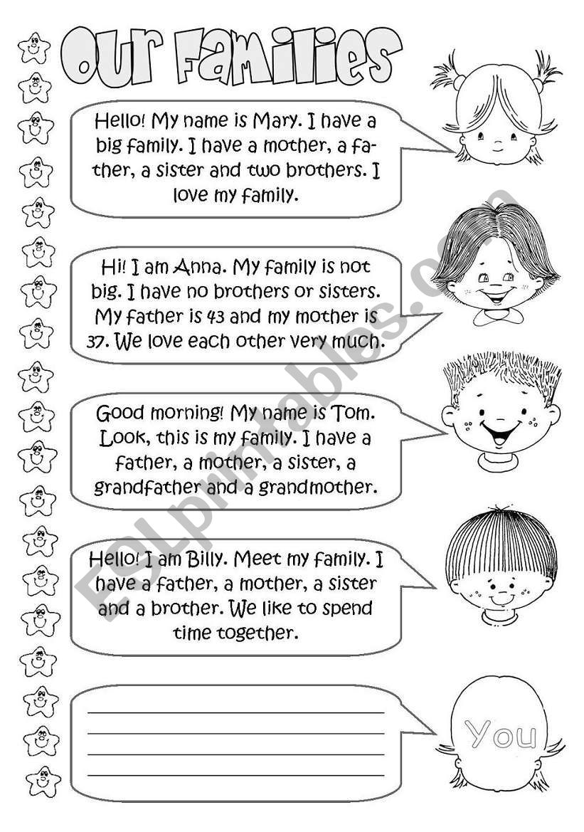 Our families worksheet