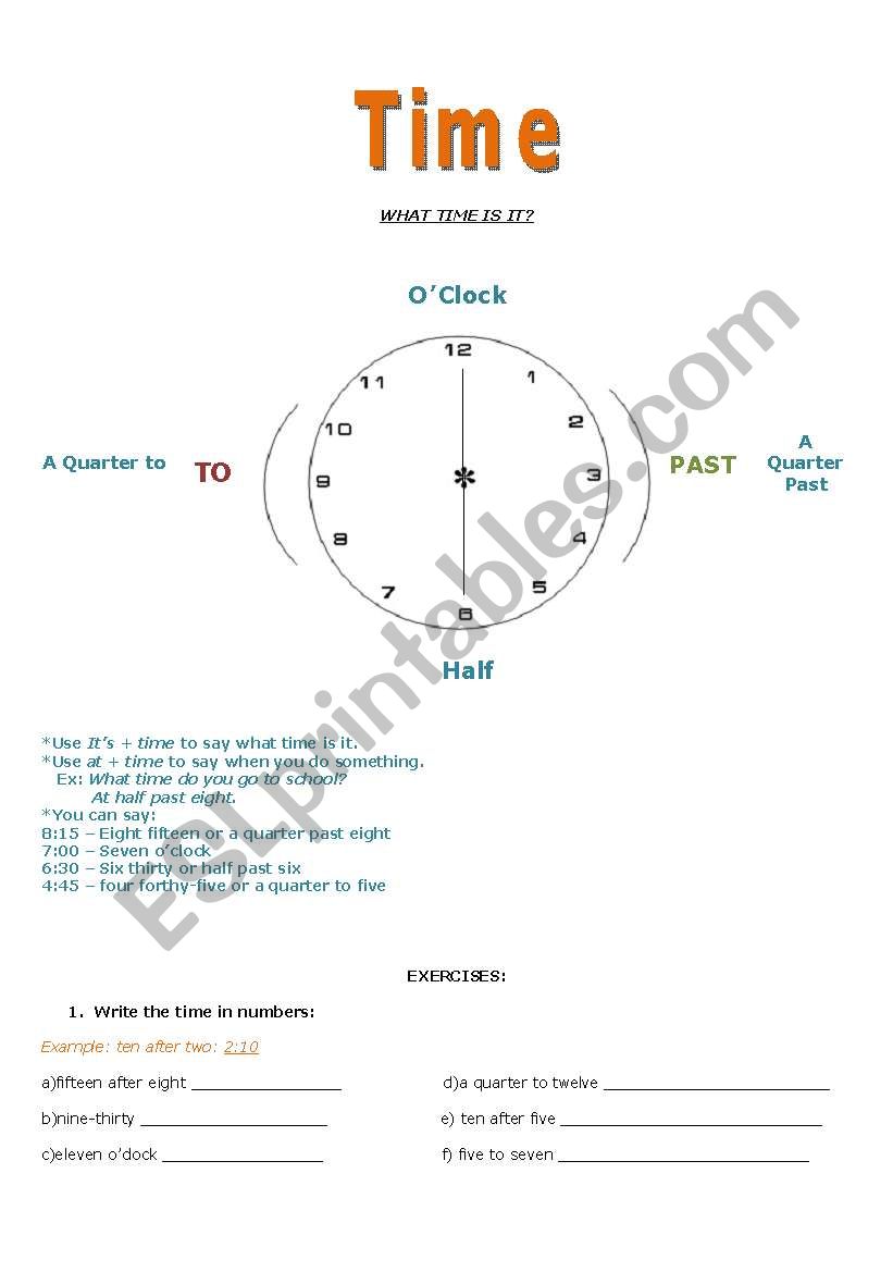 What time is it? worksheet