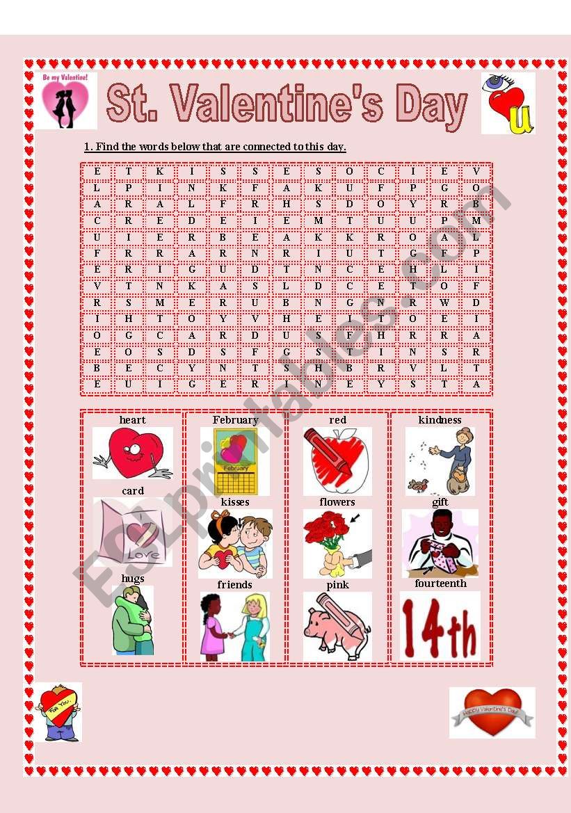 ST. VALENTINES DAY (word search)