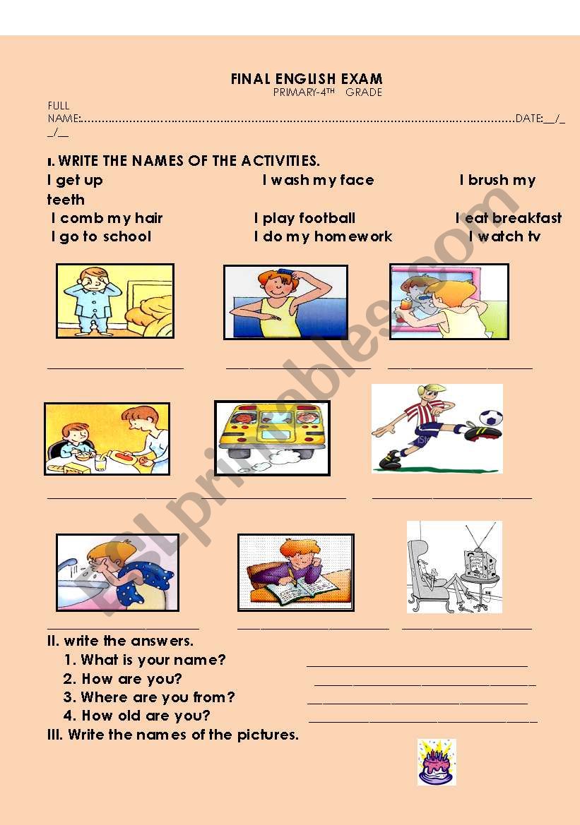 daily routines worksheet