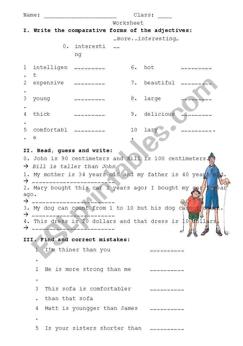 comparatives worksheet