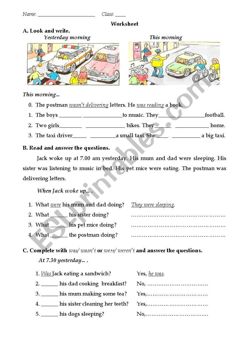 past continuous tense worksheet