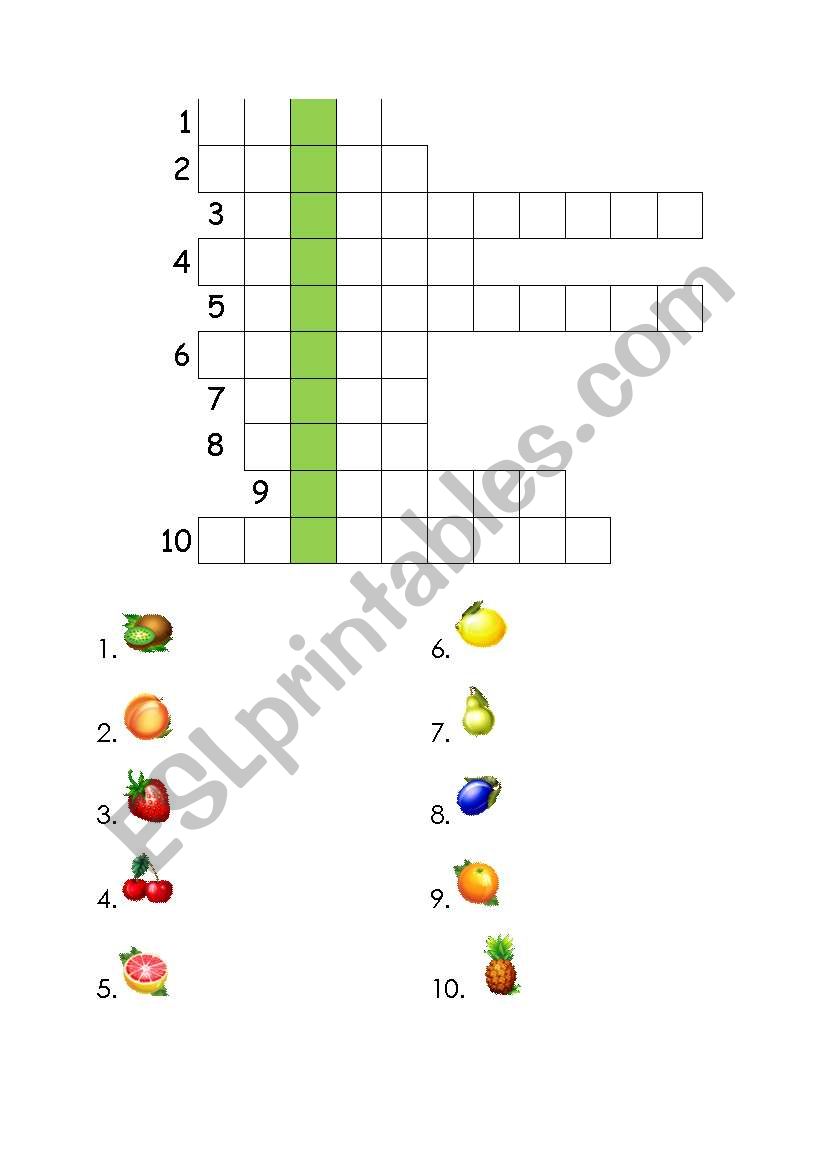 fruit crossword worksheet