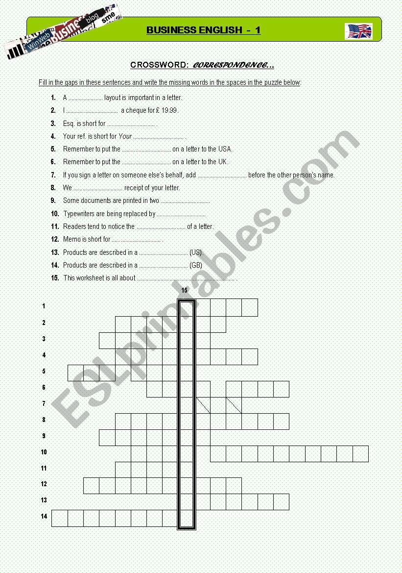 Business English 1 - Crossword