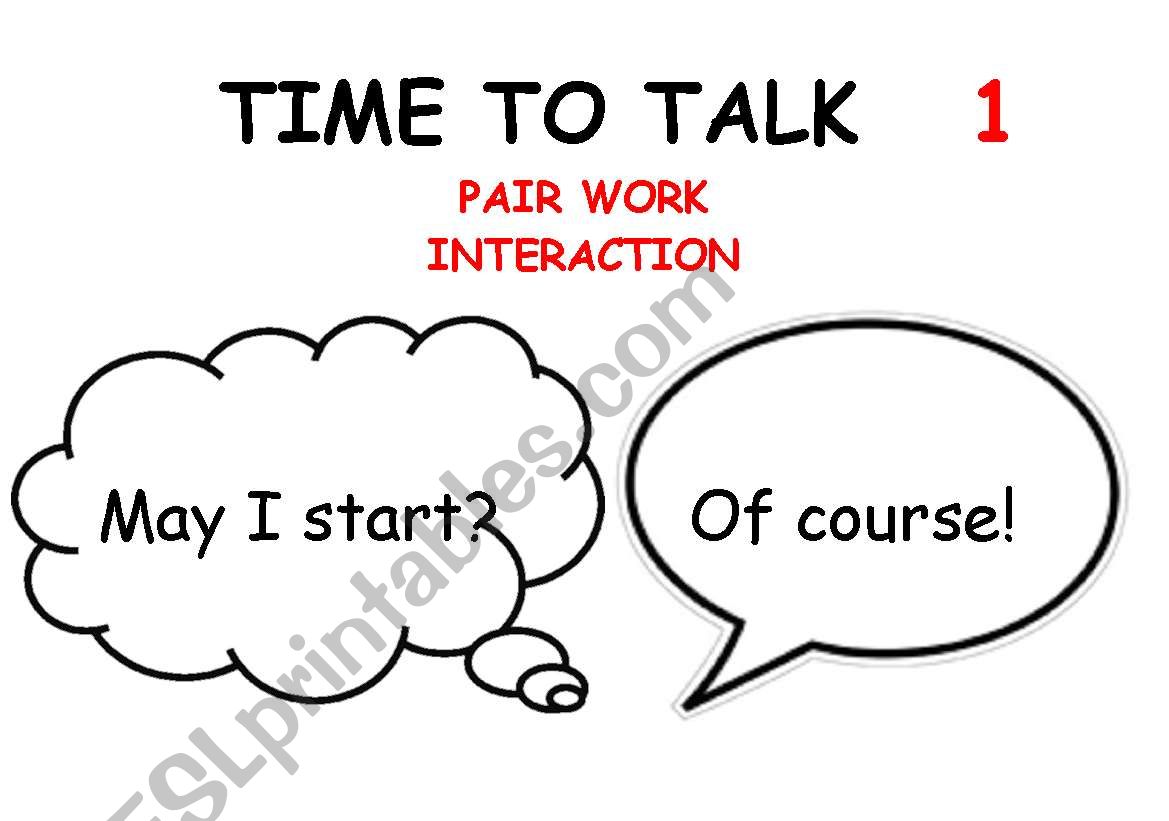 Pair work interaction worksheet