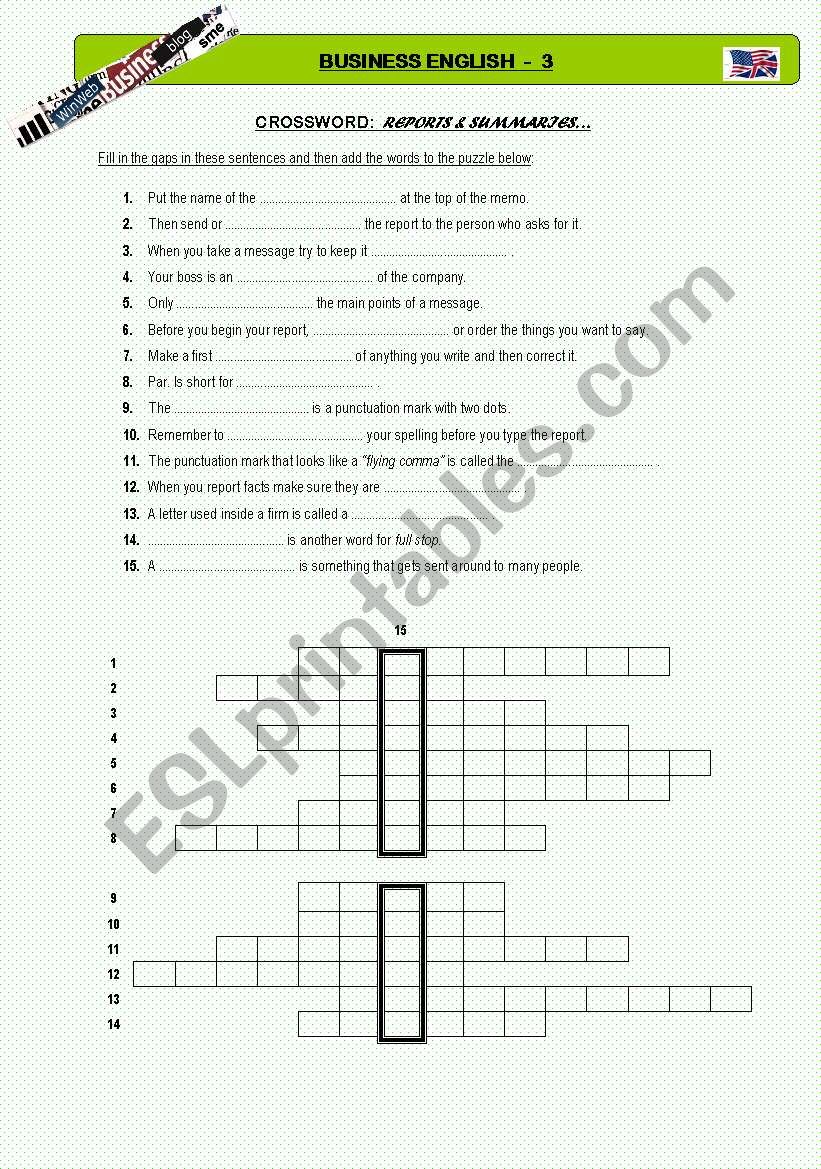 Business English 3 - Crossword