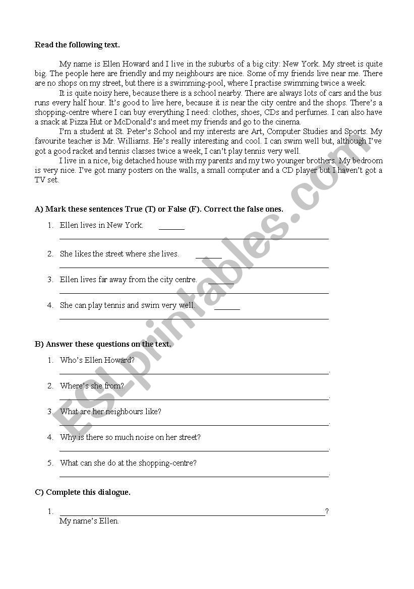 school life worksheet