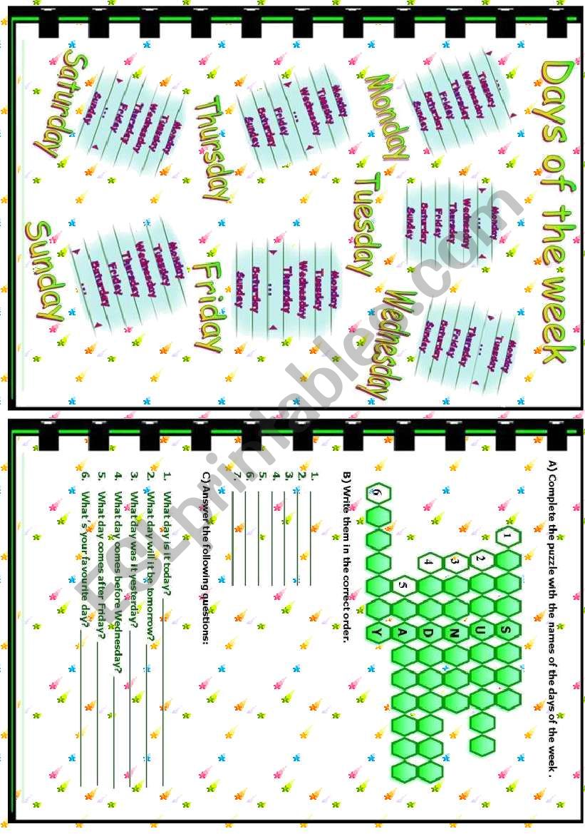 Days of the week worksheet