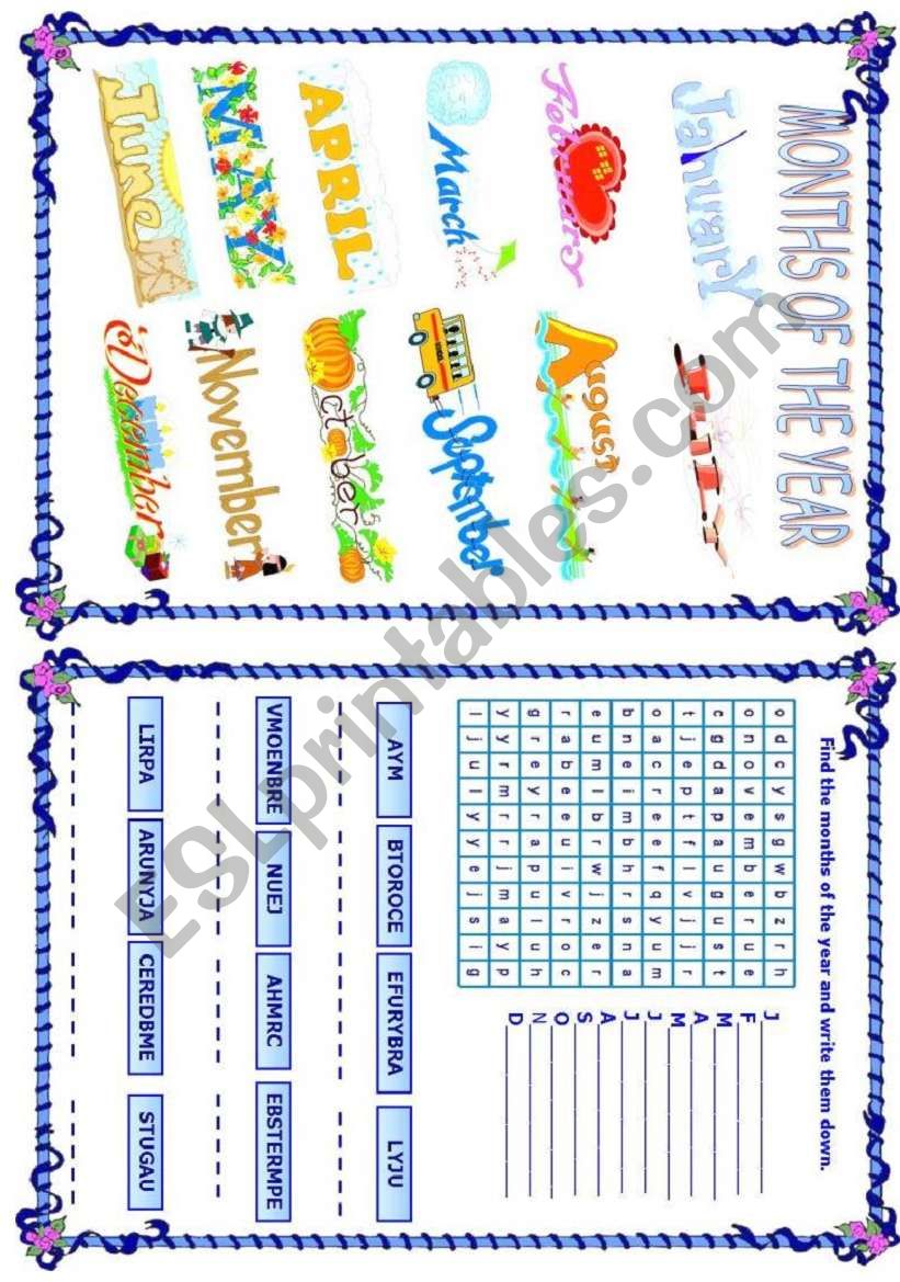 Months of the year worksheet