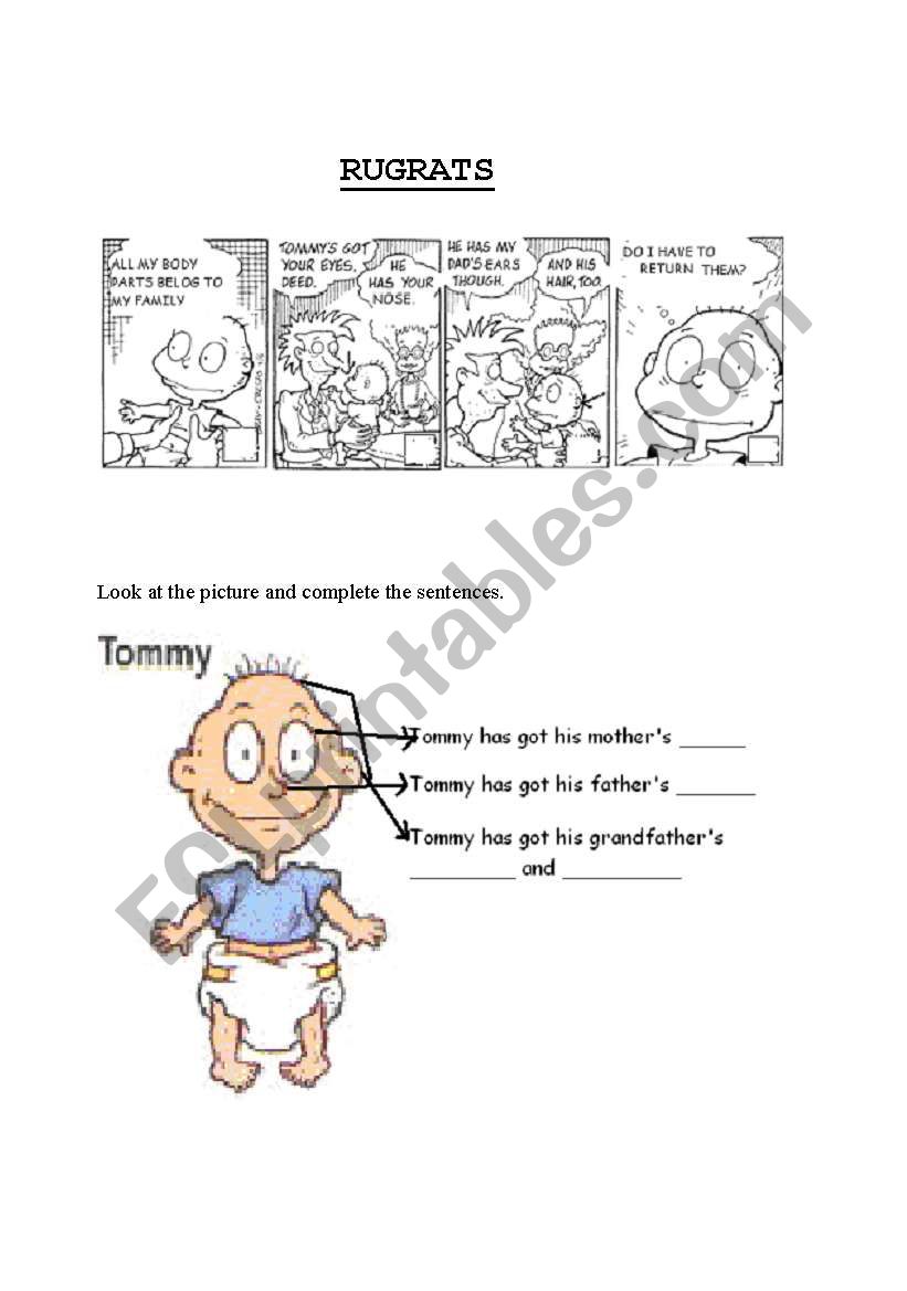 Tommys parts of the body worksheet