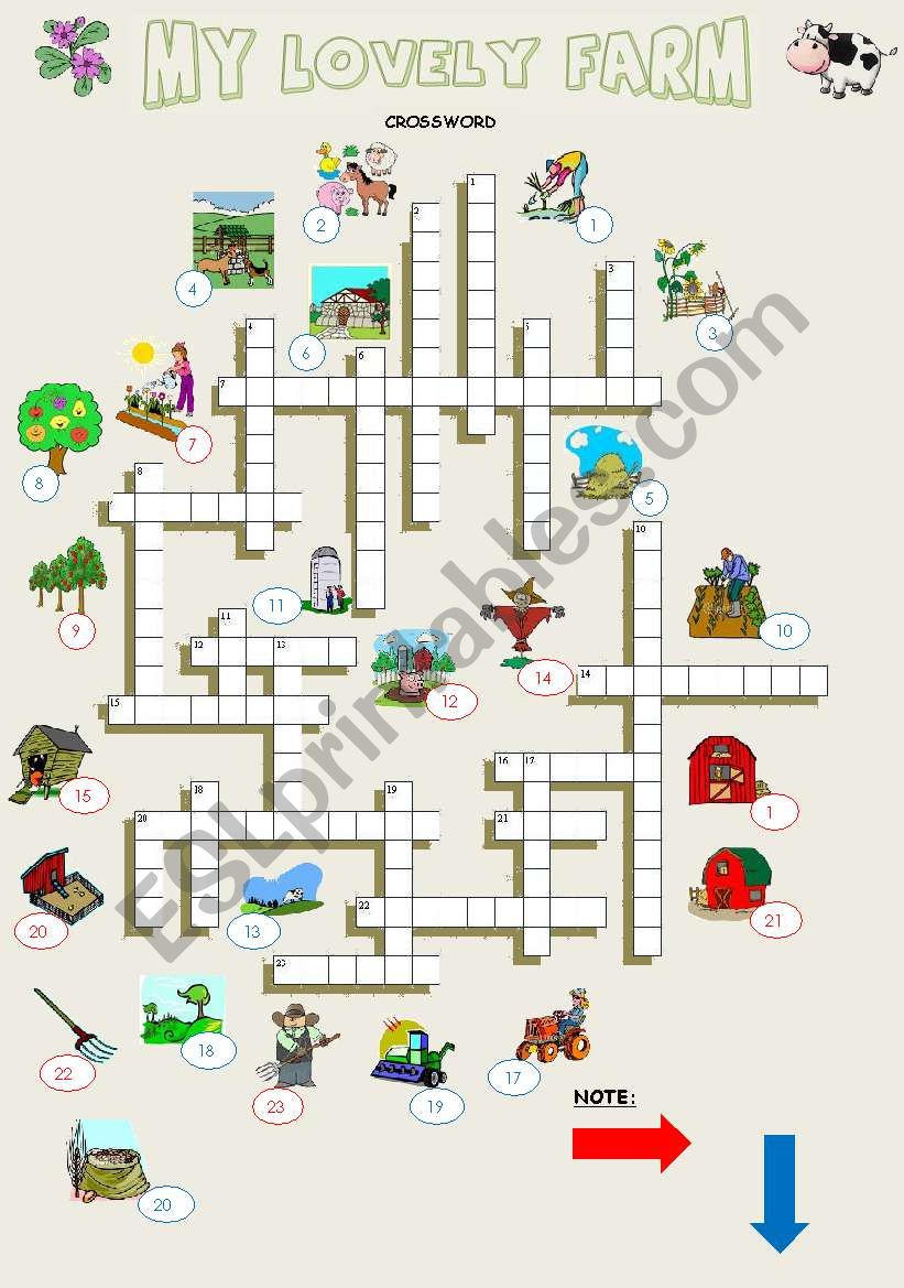 My lovely farm (crossword) worksheet