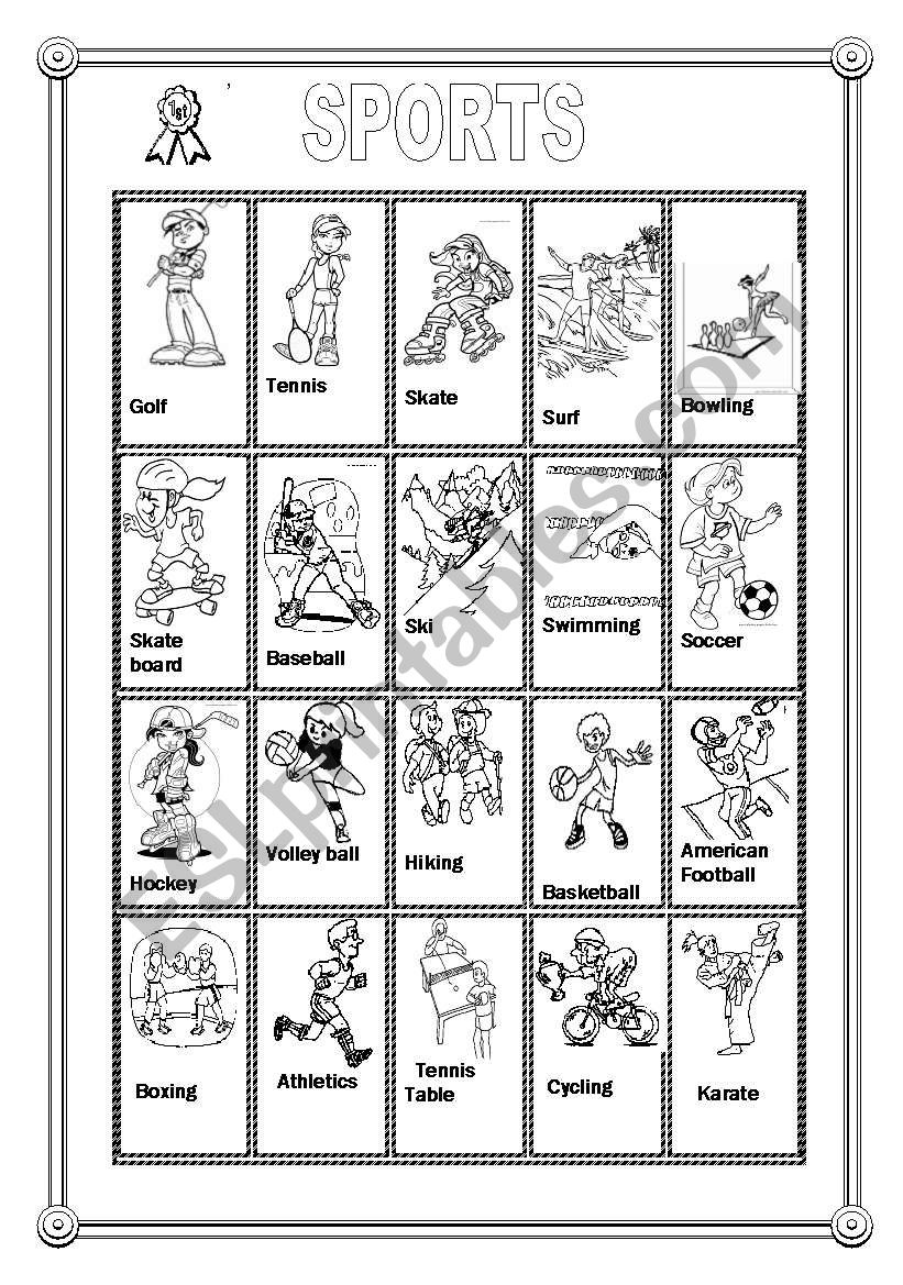 20 Sports Flashcards worksheet